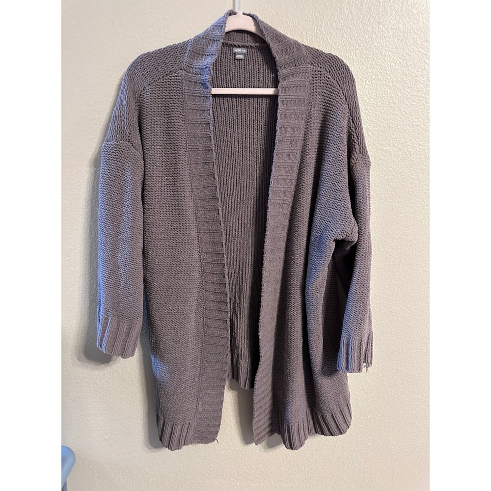 Aerie Knit Cardigan Open Front Chunky Knit Sweater Gray M/M